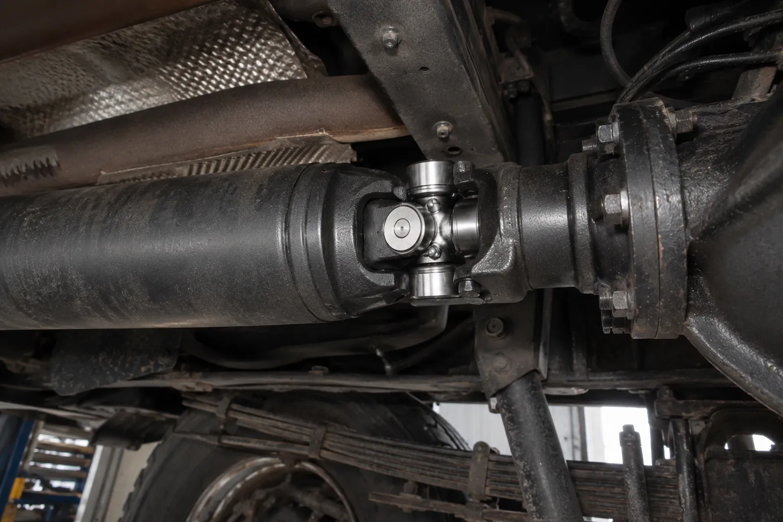 1310 universal joint installed on truck driveshaft