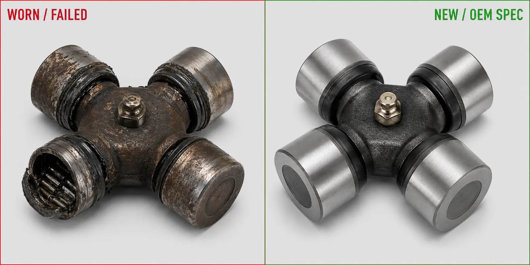 worn vs new 1310 universal joint cross kit comparison